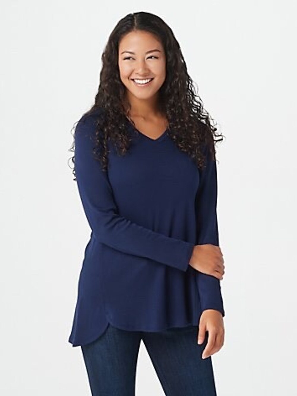 Isaac Mizrahi Live! Essential Pima Cotton Tee Nantucket Blue Women's XSmall